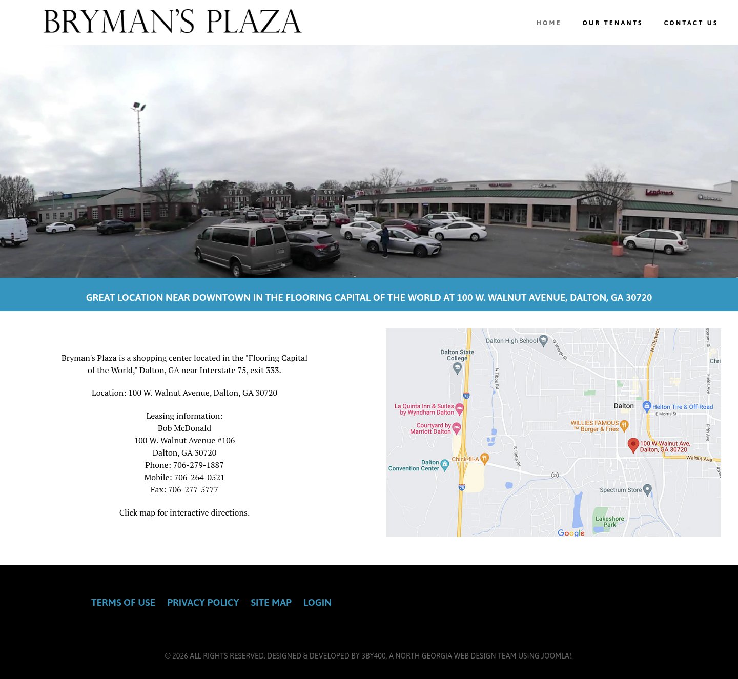 Bryman’s Plaza website on desktop