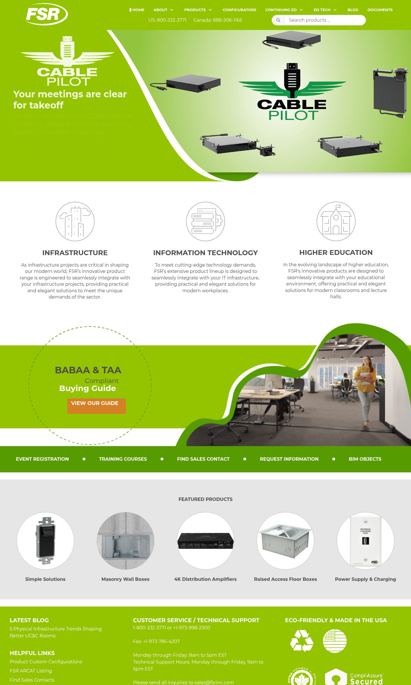 FSR, Inc. website on desktop