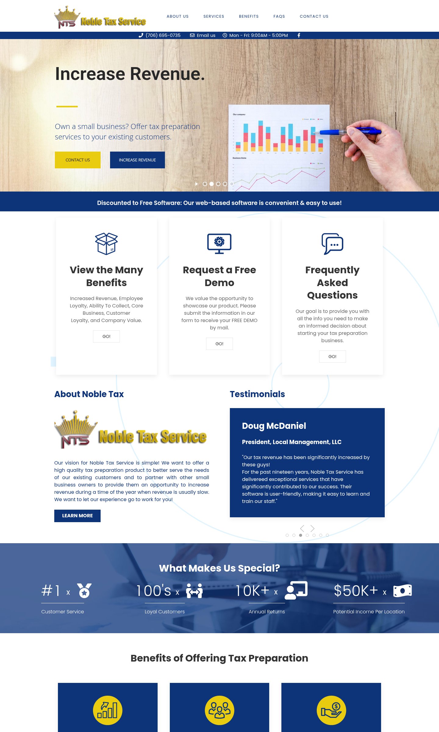 Noble Tax Service website on desktop