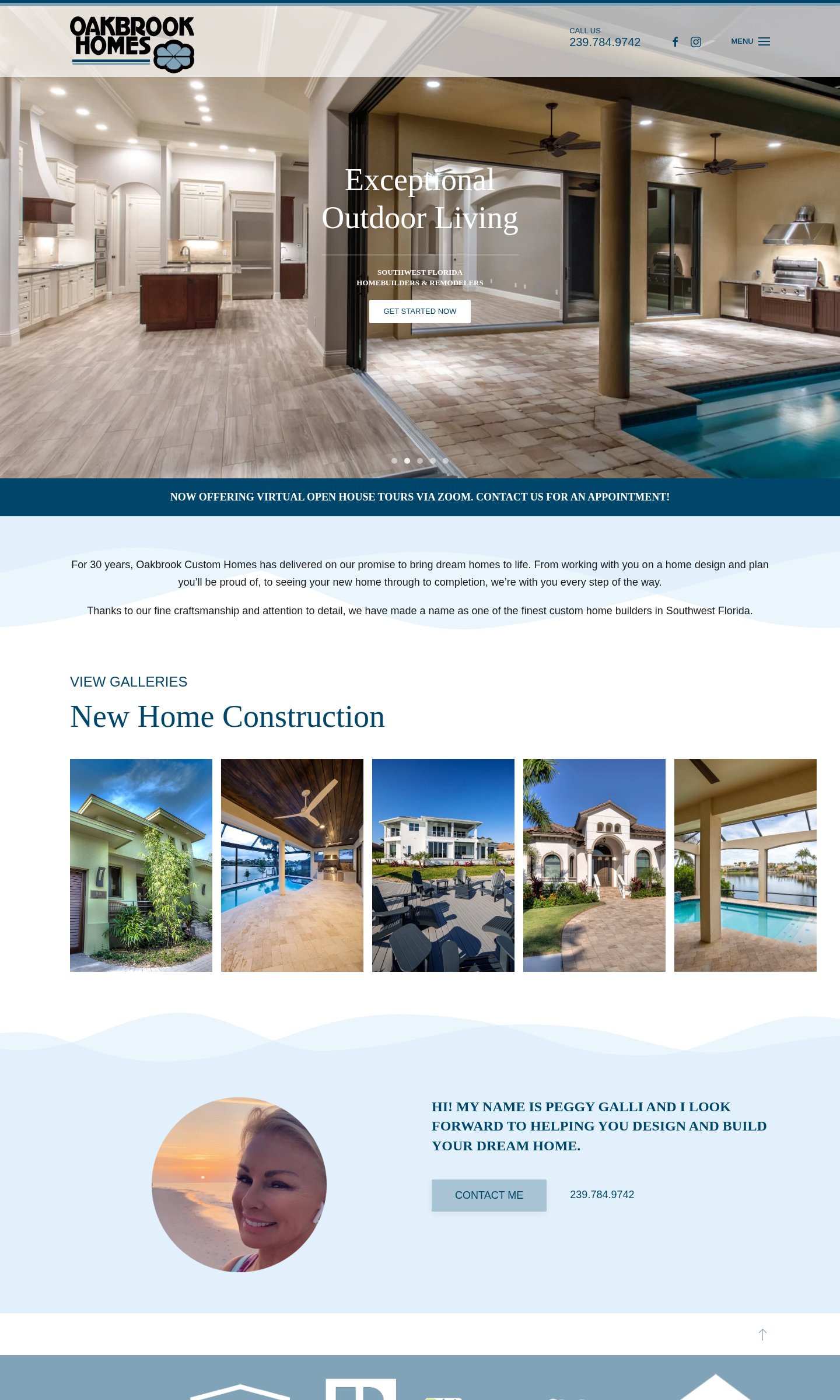 Oakbrook Custom Homes website on desktop